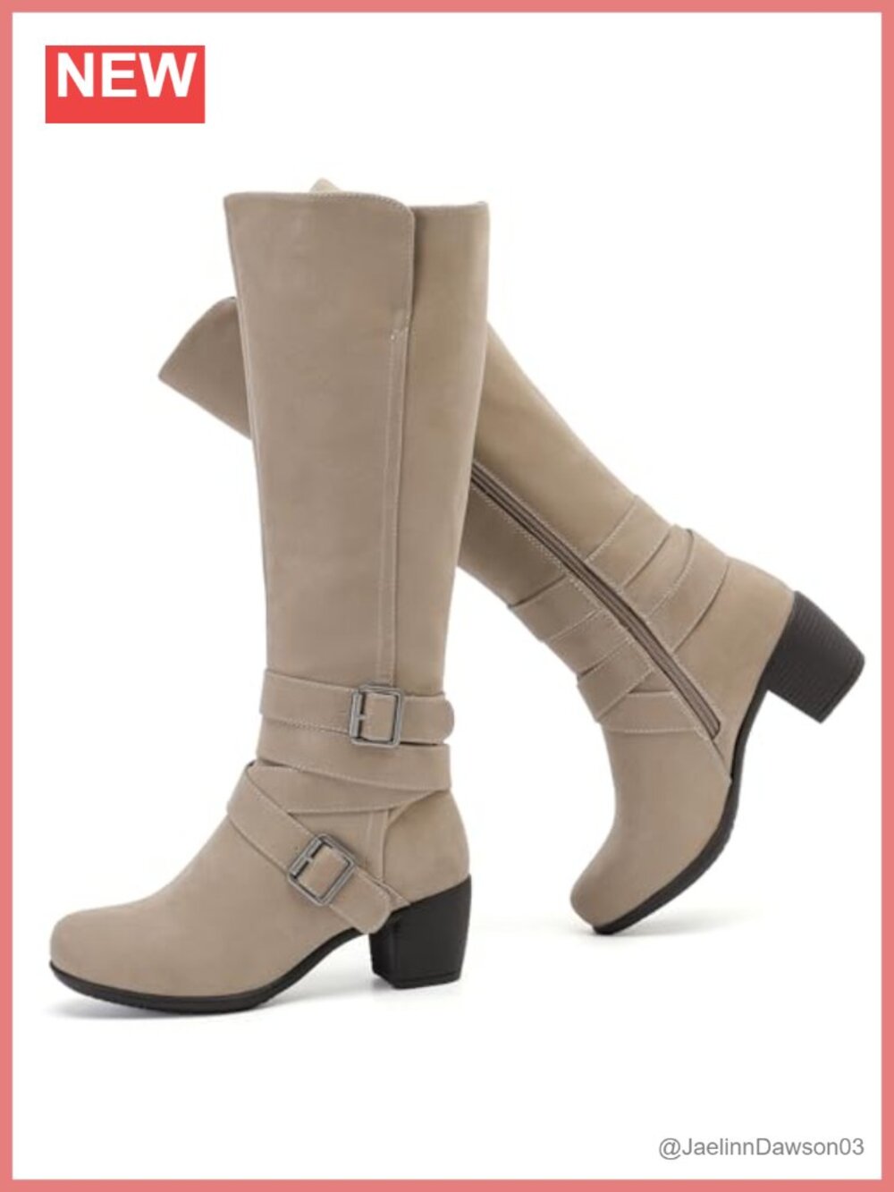 Knee High Heeled Boots Faux Leather Side Zip Pointed Toe Fashion Boots